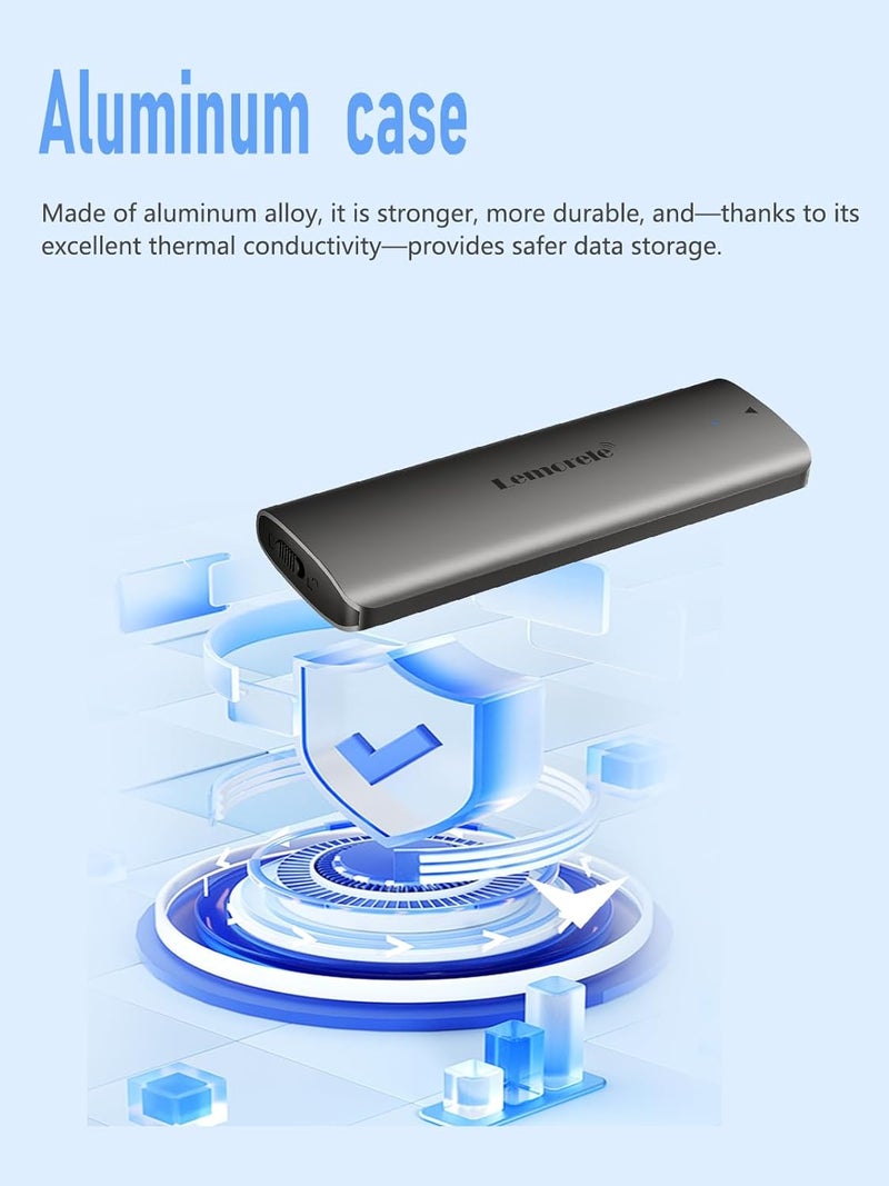 Lemorele Aluminum M.2 NVMe Enclosure,USB 3.2 Gen2 10Gbps Tool-Free ,SSD Enclosure for PCIe M-Key,Nvme USB Adapter Support UASP Trim for 2280 2260 2242 2230(Sata Protocol NOT Supported) - Image 4